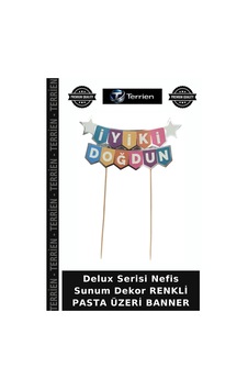 Delux Serisi Nefis Sunum Dekor Renkli Pasta Üzeri Banner çok renkli Delux Serisi Nefis Sunum Dekor Renkli Pasta Üzeri Banner çok renkli