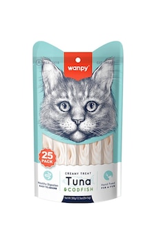Wanpy Ton Balıklı ve Morina Balıklı Sıvı Krema Kedi Ödülü 25 x 14 G Wanpy Ton Balıklı ve Morina Balıklı Sıvı Krema Kedi Ödülü 25 x 14 G