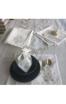Sofra Takımı Mimoza Gardenya Keten Yemek Takımı 160x220 Masa Seti 12 Kişilik 26 Parça Runner Set Kreme Gold Çok Renkli Sofra Takımı Mimoza Gardenya Keten Yemek Takımı 160x220 Masa Seti 12 Kişilik 26 Parça Runner Set Kreme Gold Çok Renkli