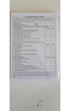 Risk Değerlendirme Formu Risk Değerlendirme Formu