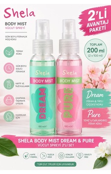 Shela Body Mist Dream & Pure 100 Ml X 2'li Set Kadın Vücut Spre Shela Body Mist Dream & Pure 100 Ml X 2'li Set Kadın Vücut Spre