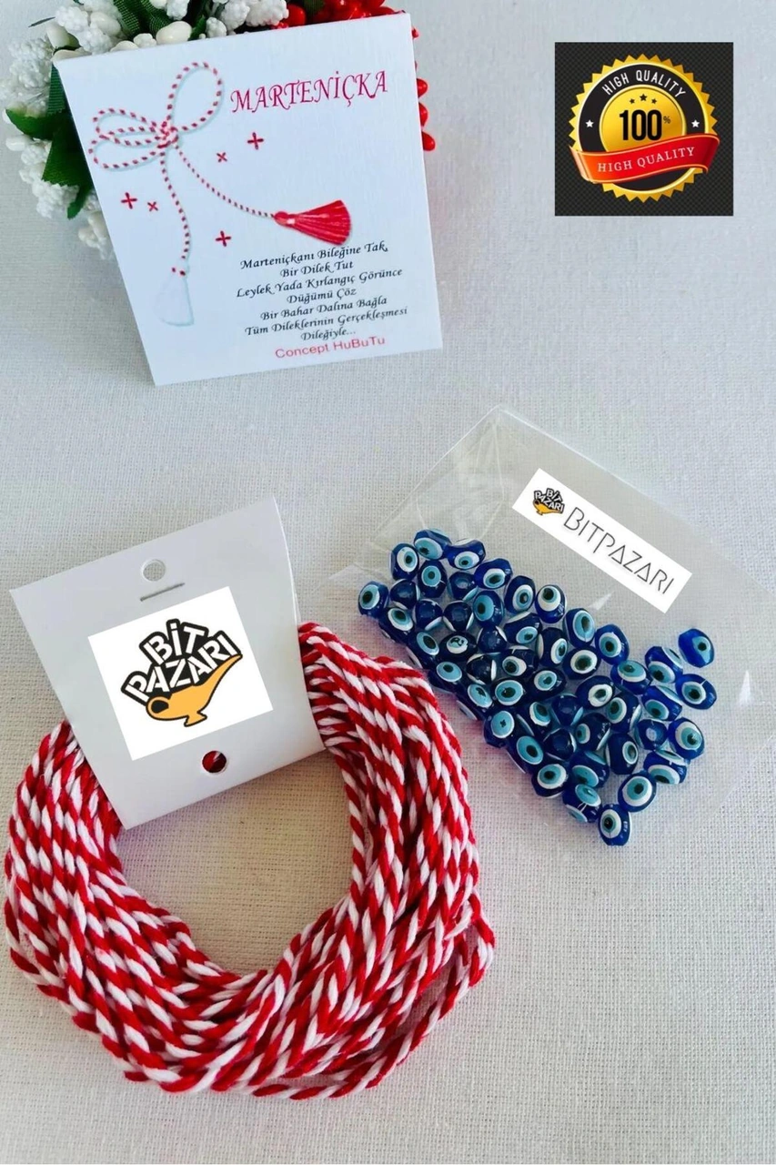 Hediyelik 1o Metre Marteniçka İpi Ve 50 Adet Boncuklu Bileklik Yapım Seti Hediyelik 1o Metre Marteniçka İpi Ve 50 Adet Boncuklu Bileklik Yapım Seti
