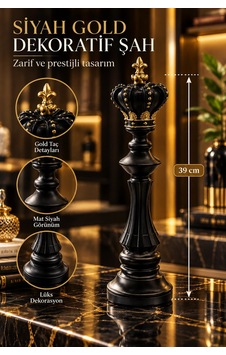 Siyah Gold Kral Taç Figürlü Dekoratif Satranç Biblosu Lüks Masa Ve Ofis Aksesuarı Siyah Gold Kral Taç Figürlü Dekoratif Satranç Biblosu Lüks Masa Ve Ofis Aksesuarı