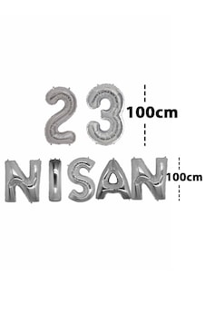23 Nisan Yazılı Folyo Balon Süsleme Seti Gümüş 100cm Büyük Harf Balon Çocuk Bayramı Seti Gri - Gümüş 23 Nisan Yazılı Folyo Balon Süsleme Seti Gümüş 100cm Büyük Harf Balon Çocuk Bayramı Seti Gri - Gümüş