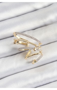 Pirinç Zirkon Taşlı Sıkıştırma Sağ Kıkırdak Gold Renk Kadın Küpe Çok Renkli Pirinç Zirkon Taşlı Sıkıştırma Sağ Kıkırdak Gold Renk Kadın Küpe Çok Renkli