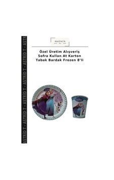 Özel Üretim Alışveriş Sofra Kullan At Karton Tabak Bardak Frozen 8 Li Diğer