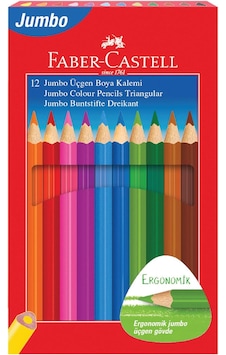 Faber-castell Jumbo Kuru Boya Kalemi, 12 Renk, Çocuklar İçin Eğle Faber-castell Jumbo Kuru Boya Kalemi, 12 Renk, Çocuklar İçin Eğle