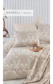 Cotton Life Çift Kişilik Nevresim Takımı Marbell Kahve Desenli