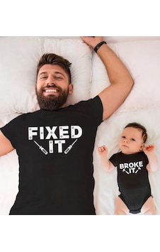 Fixed Broke Baba Oğul Kız Tişört Fixed Broke Baba Oğul Kız Tişört