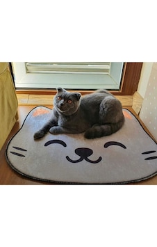Kedi Desenli Tuvalet / Mama Önü Paspası 50x60 Cm