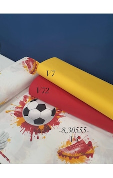 240 En Pamuk Futbol Desenli Nevresimlik Kumaş Paketi Kırmızı