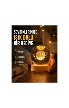 Astraltech Ahşap Standlı Sarı Işıklı Dekoratif Küre Kız Figürü Tasarım