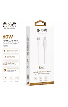 Exe 60w Pd Type-c To Type-c Hızlı Şarj Ve Data Kablosu 0