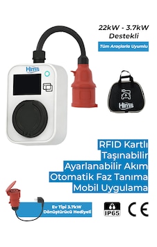 Hims 22kw Kilitli Soketli Beyaz Taşınabilir Araç Şarj İstasyonu Hcts-22-b Hims 22kw Kilitli Soketli Beyaz Taşınabilir Araç Şarj İstasyonu Hcts-22-b