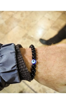 Oriental Kuyumculuk Jewellery Nazar Boncuklu Siyah Oniks Taşlı Erkek Bileklik Siyah Oriental Kuyumculuk Jewellery Nazar Boncuklu Siyah Oniks Taşlı Erkek Bileklik Siyah