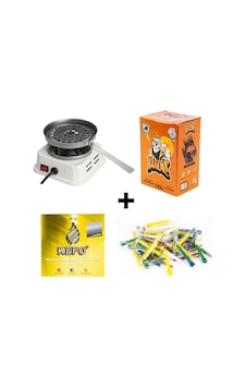Elektrikli Ocak Mini Beyaz Ve 1 Kg Premium Wolf Nargile Kömürü +