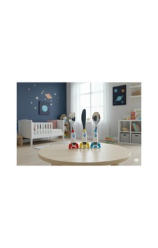 Armesa Home Uzay Mini Rocket Çocuk Çatal Kaşık Bıçak Takımı 3 Parça Çok Renkli