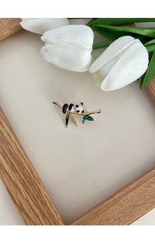 Panda Broş Yaka İğnesi Tasarım Broş Altın Panda Broş Yaka İğnesi Tasarım Broş Altın