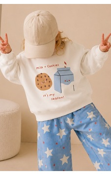 Monila Kız Çocuk 3 İplik Kumaş Pamuklu Baskılı Sweatshirt Ekru Monila Kız Çocuk 3 İplik Kumaş Pamuklu Baskılı Sweatshirt Ekru