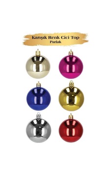 Yılbaşı Top Süs 4 Cm 6 Parça Parlak Mix 3630 Yılbaşı Top Süs 4 Cm 6 Parça Parlak Mix 3630