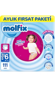 Molfix Pants Bebek Bezi 6 Beden E.Large Aylık Fırsat Paketi 111 Adet Molfix Pants Bebek Bezi 6 Beden E.Large Aylık Fırsat Paketi 111 Adet