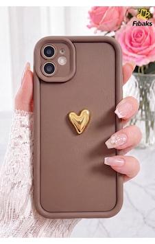 Fibaks iPhone 11 Uyumlu Kılıf 3d Kalp Tasarımlı Kahverengi Desenli Yumuşak Kamera Korumalı Silikon Kapak Fibaks iPhone 11 Uyumlu Kılıf 3d Kalp Tasarımlı Kahverengi Desenli Yumuşak Kamera Korumalı Silikon Kapak
