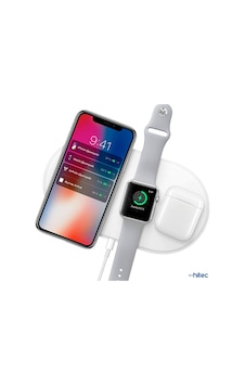 Schitec Air Power 3in1 Telefon/saat/Apple Uyumlu AirPods Wireless Kablosuz Şarj İstasyonu