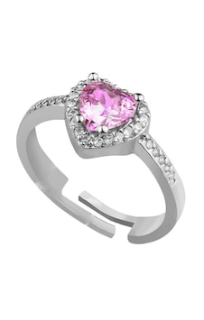 Gümüş Renk Pembe Taş Kalp Şekil Lovely Zirkon Yüzük Ayarlanabilir Her Parmağa Olur Altın Gümüş Renk Pembe Taş Kalp Şekil Lovely Zirkon Yüzük Ayarlanabilir Her Parmağa Olur Altın