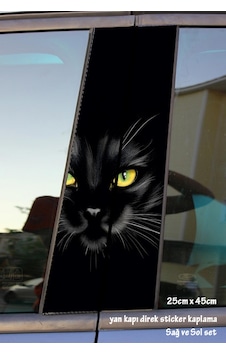 Kara Kedi Sticker Yan Kapı Direk Kaplama 2li Sol Sağ Takım Yapıştırma Kara Kedi Sticker Yan Kapı Direk Kaplama 2li Sol Sağ Takım Yapıştırma