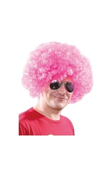 Açık Pembe Renk Kıvırcık Afro Bonus Peruk Çok Renkli