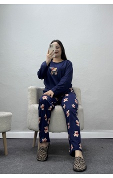 Belendir Kadın Şardonlu Milan Pijama Takımı Lacivert