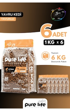 Purelife Plus Tavuklu Yavru Kedi Maması 1kg 6 Adet Purelife Plus Tavuklu Yavru Kedi Maması 1kg 6 Adet