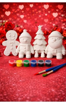 4'lü Yılbaşı Boyama Seti Noel Baba Kardan Adam Ağaç Kurabiye + 6 Renk Boya 2 Fırça 4'lü Yılbaşı Boyama Seti Noel Baba Kardan Adam Ağaç Kurabiye + 6 Renk Boya 2 Fırça