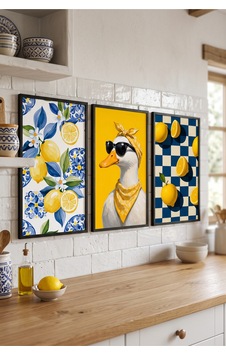 Siyah Ahşap Çerçeveli Mavi Sarı Limon Temalı Duvar Tablosu 3 Lü Set Eğlenceli Ördek Ve Meyve Desenli Modern Dekorasyon Kabartma Görünümlüdür Siyah Siyah Ahşap Çerçeveli Mavi Sarı Limon Temalı Duvar Tablosu 3 Lü Set Eğlenceli Ördek Ve Meyve Desenli Modern Dekorasyon Kabartma Görünümlüdür Siyah