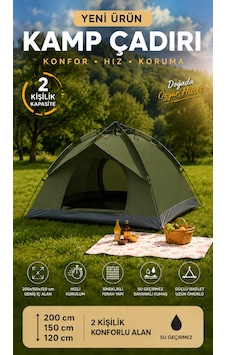 Çadır Tam Otomatik Kamp Çadırı 2 Kişilik 200x150 Cm 3 Saniyede Kurulum Su Geçirmez Geniş Çadır Outdoor Haki Çadır Tam Otomatik Kamp Çadırı 2 Kişilik 200x150 Cm 3 Saniyede Kurulum Su Geçirmez Geniş Çadır Outdoor Haki