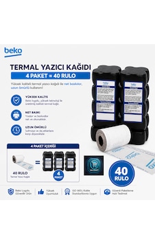 X30 Tr - 300 Tr - 220 Tr - 400 Tr Yazarkasa Termal Pos Rulosu 4 Paket - 40 Adet