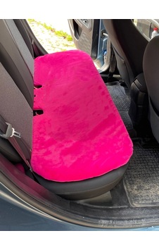 Yumuşak Tüylü Peluş Serme Oto Koltuk Koruyucu Minder Arka Fuşya Pembe 11