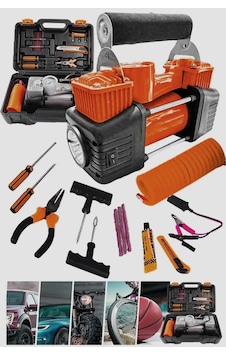 Pro Seri Çelik Gövde Çift Pistonlu 12 V 150 Psi Dakikada 85 Lt Araç Araba Lastik Bot Şişirme