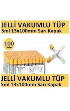 100 Adet Kan Alma Tüpü. Vakumlu Jelli. Sarı Kapak 5Ml 13X100Mm. B Çok Renkli 100 Adet Kan Alma Tüpü. Vakumlu Jelli. Sarı Kapak 5Ml 13X100Mm. B Çok Renkli