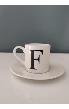 Decorıum Kum F Harfli Kahve Fincanı Beyaz Decorıum Kum F Harfli Kahve Fincanı Beyaz