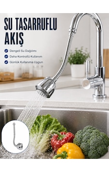 Ayarlanabilir Musluk Başlığı Esnek Spiral Hortumlu Lavabo Uzatma Aparatı