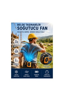 Bel Tipi Taşınabilir Vantilatör 5000mah Şarjlı Güçlü Soğutucu Fan, İnşaatçı, Çiftçi Ve Çobanlar İçin Turuncu