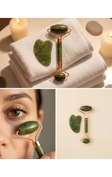 Yeşim Taşı Yüz Bakım Seti Çift Başlıklı Roller Ve Gua Sha Yeşim Taşı Yüz Bakım Seti Çift Başlıklı Roller Ve Gua Sha