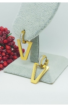 Altın Kaplama Kraliçe V Çelik Küpe 2,8 cm Altın Kaplama Kraliçe V Çelik Küpe 2,8 cm