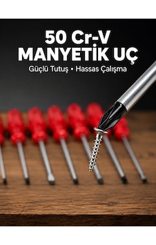 7'li Düz Ve Yıldız Tornavida Seti Çelik Manyetik Uçlu 14982252 7'li Düz Ve Yıldız Tornavida Seti Çelik Manyetik Uçlu 14982252