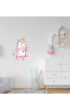 Kişiye Özel Unicorn Tasarımlı Çocuk Odası Duvar Sticker-2 Kişiye Özel Unicorn Tasarımlı Çocuk Odası Duvar Sticker-2