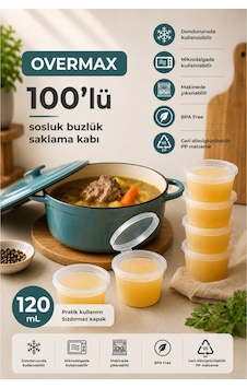 100 Adet 120 Ml Sızdırmaz Kapaklı Saklama Kabı Mini Saklama Kabı, Buzluk Kabı, Sosluk, Et & Kemik Suyu Kabı 100 Adet - 865787108 100 Adet