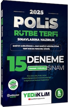 Yediiklim 2025 Polis Rütbe Terfi Sınavlarına Hazırlık Tamamı Çözümlü 15 Deneme Sınavı Yediiklim 2025 Polis Rütbe Terfi Sınavlarına Hazırlık Tamamı Çözümlü 15 Deneme Sınavı