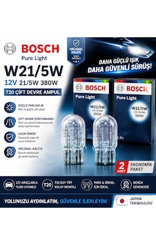 Bosch Pure Light W21/5w T20 12v 21/5w Çift Devre Ampul Park Stop Fren Sinyal Ampulü 2 Adet Bosch Pure Light W21/5w T20 12v 21/5w Çift Devre Ampul Park Stop Fren Sinyal Ampulü 2 Adet