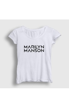 Presmono Kadın Logo Marilyn Manson T-shirt Beyaz Presmono Kadın Logo Marilyn Manson T-shirt Beyaz